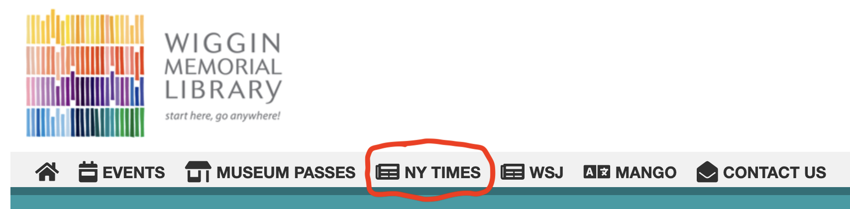 New York Times menu link
